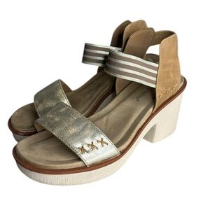 Pierre Dumas Women Open Toe Ankle Strap Platform Chunky Heeled Sandal Gold 10